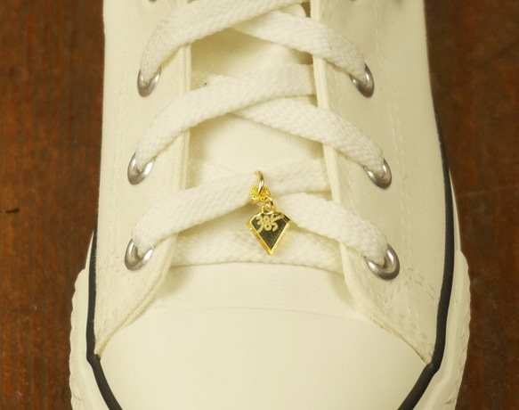 385高幫運動鞋白色淺藍色×金色刀片 第4張的照片
