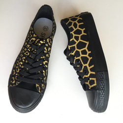 スニーカー 〈ALL BLACK〉giraffe AND leopard sneakers 【受注制作】 9枚目の画像