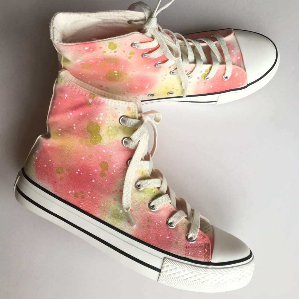 花畑風  〈彩〉ピンク ハイカットスニーカー【受注制作】
