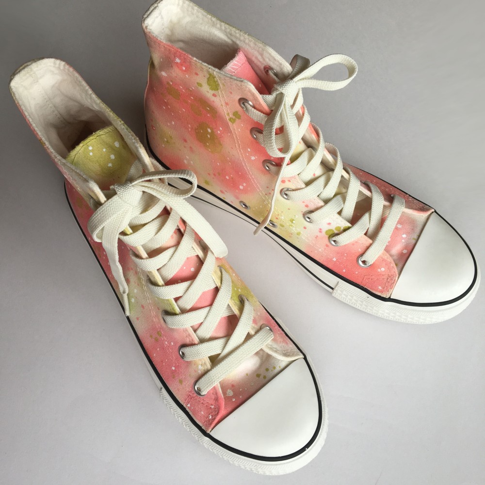 花畑風  〈彩〉ピンク ハイカットスニーカー【受注制作】