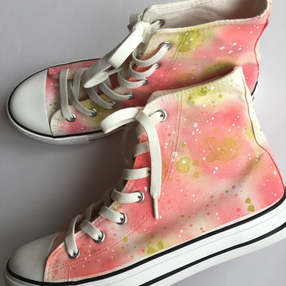 花畑風  〈彩〉ピンク ハイカットスニーカー【受注制作】