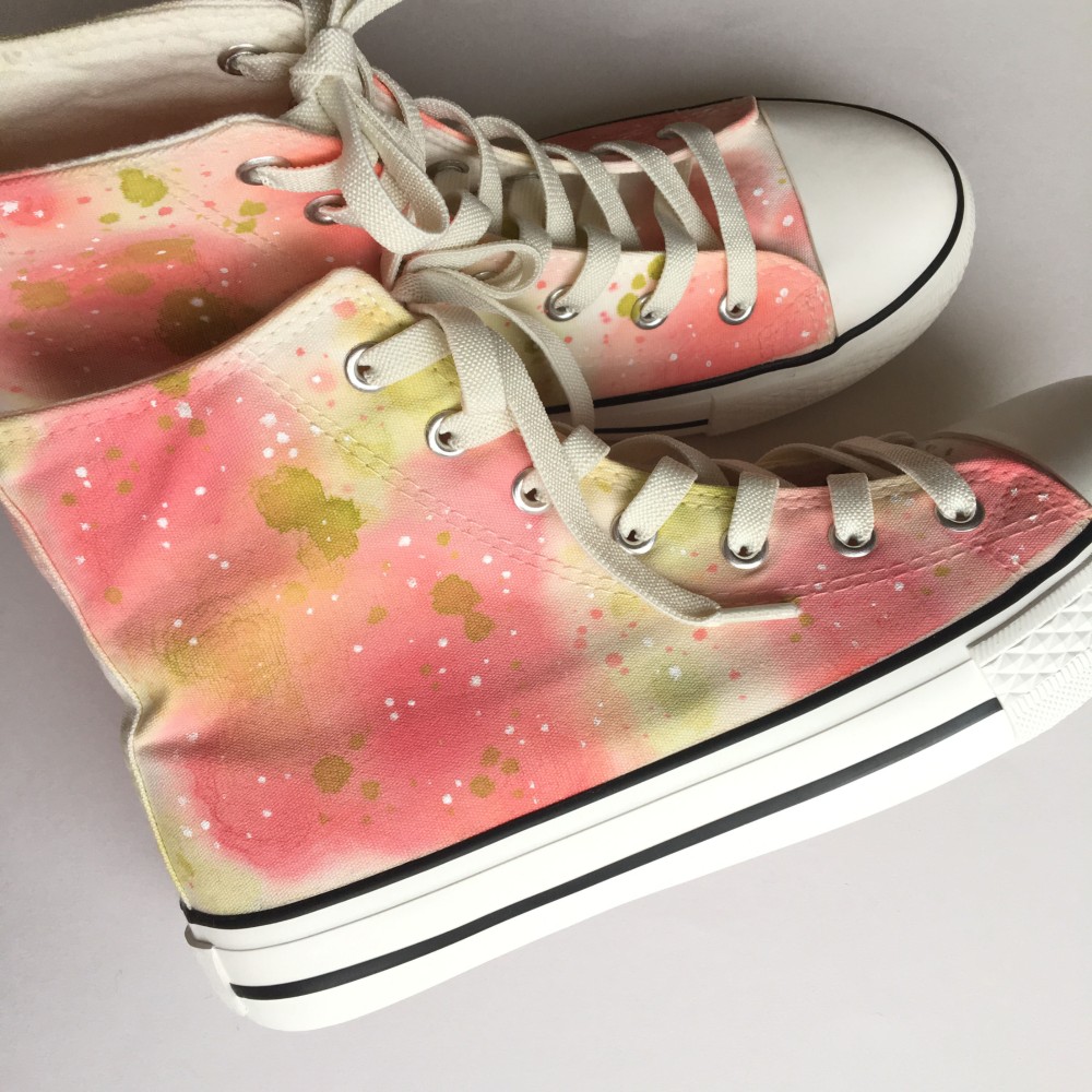 花畑風  〈彩〉ピンク ハイカットスニーカー【受注制作】