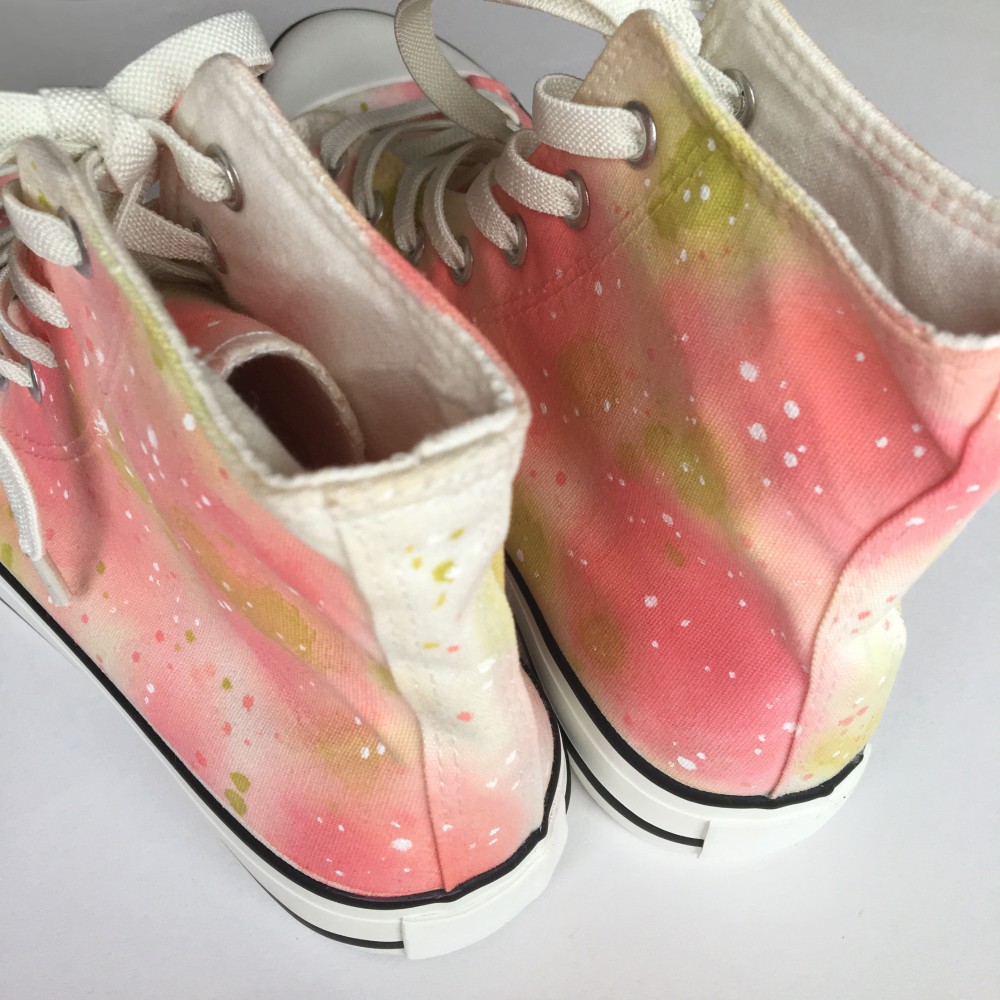 花畑風  〈彩〉ピンク ハイカットスニーカー【受注制作】