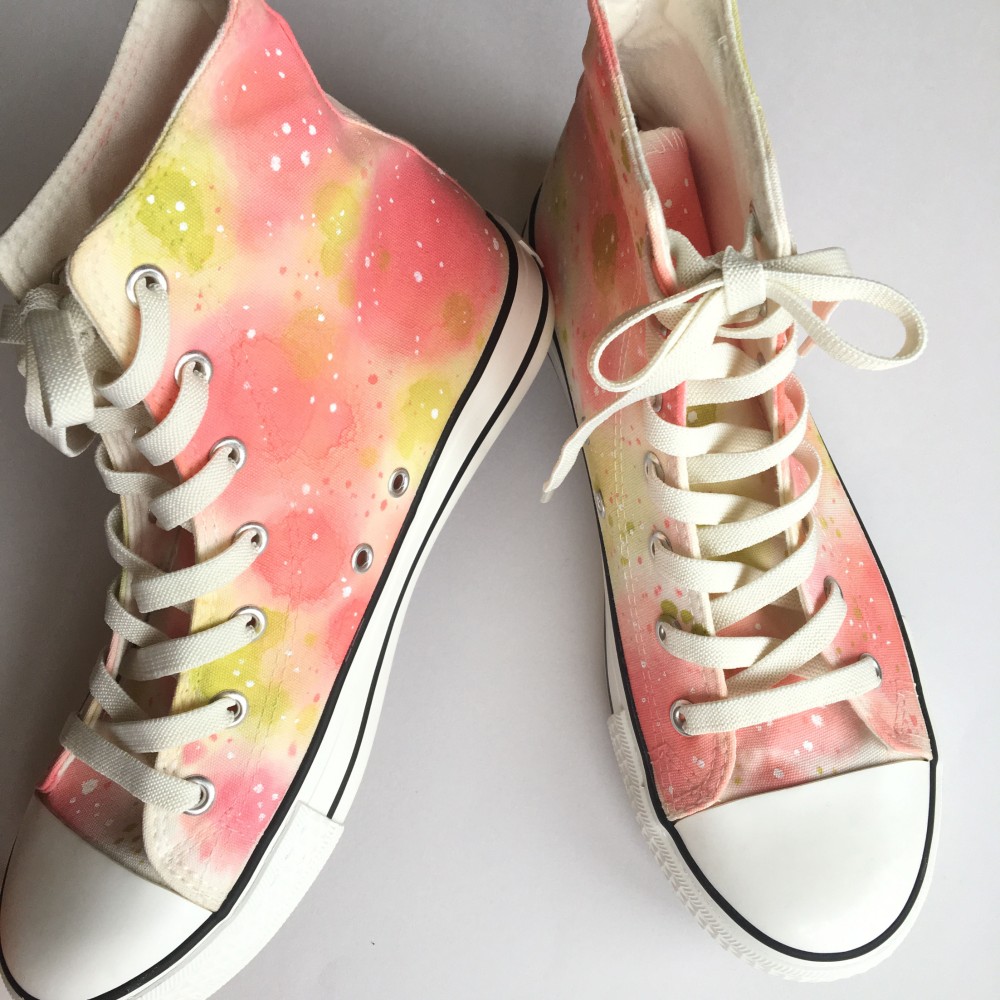 花畑風  〈彩〉ピンク ハイカットスニーカー【受注制作】