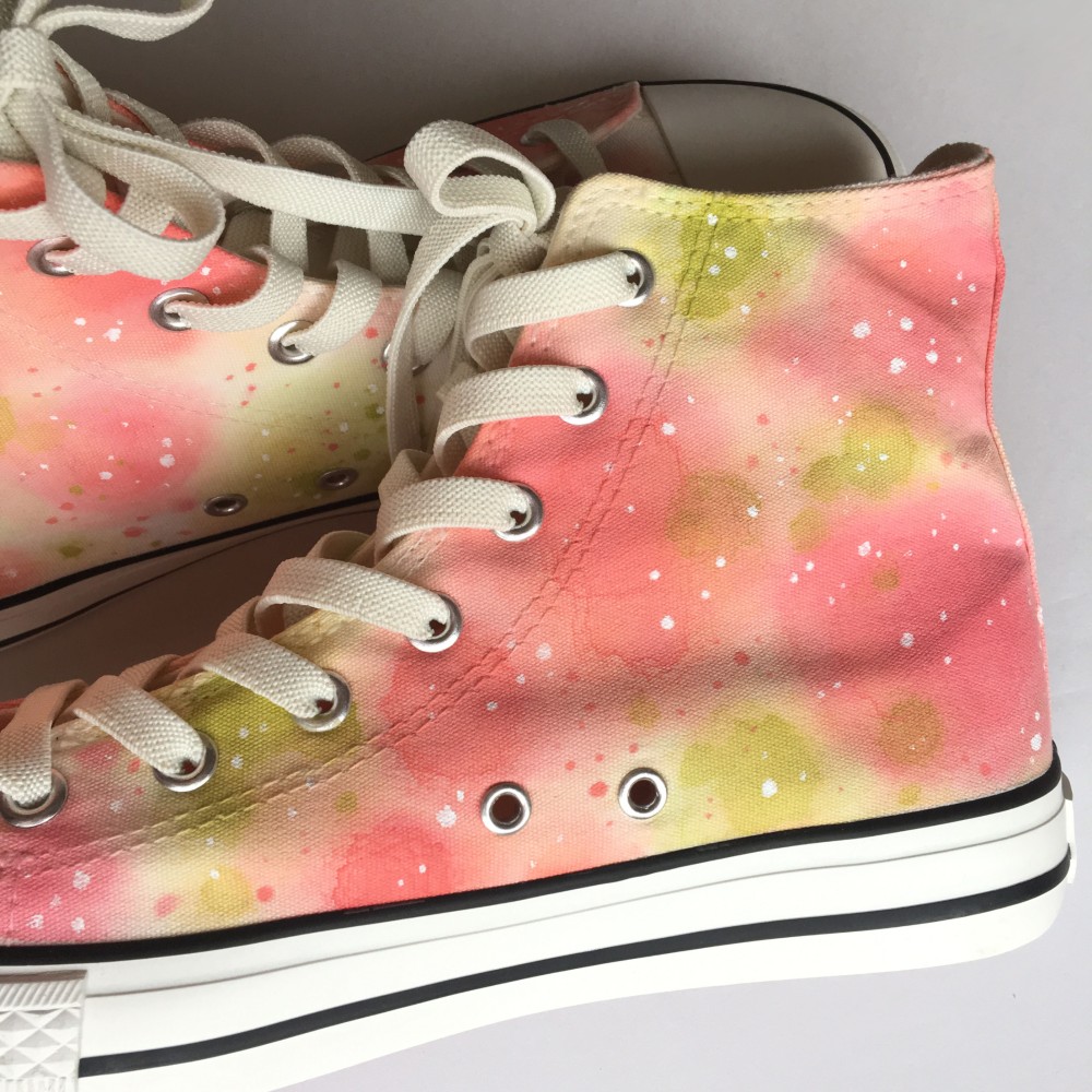 花畑風  〈彩〉ピンク ハイカットスニーカー【受注制作】