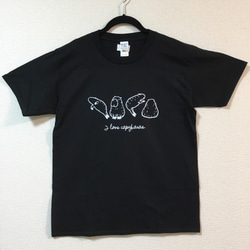 ゆる～いカピバラの横並びTシャツ ブラック メンズMサイズ 2枚目の画像