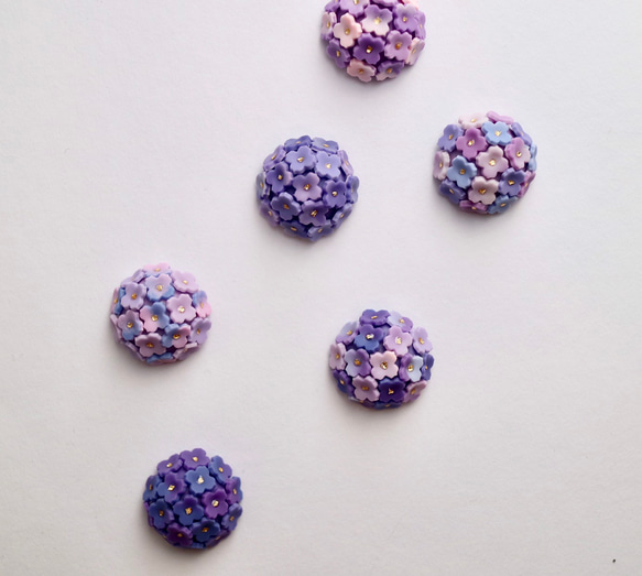 和菓子ブローチ／ヘアゴム  紫陽花の花手鞠『むらさき』 3枚目の画像