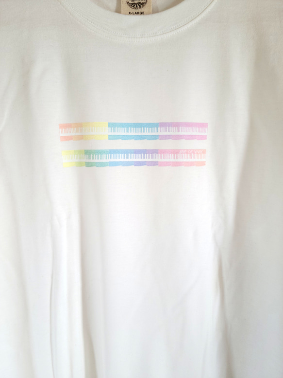 ◆初回・現品限定特価◆XLサイズ【オーガニックコットンTシャツ】24色のカラフルな鍵盤パステルカラー　男女兼用 3枚目の画像