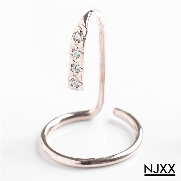 NJXX ネイルリング TYPE.3 天然ダイヤモンド 0.04ct / K18 ゴールドコーティング シルバー925 2枚目の画像