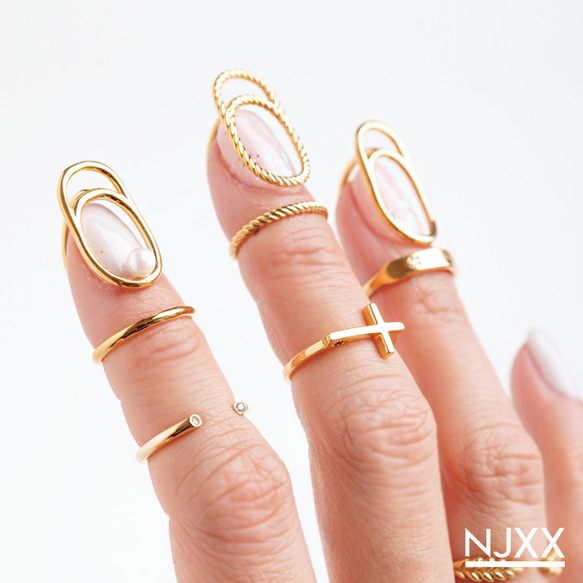 NJXX ネイルリング NAIL TYPE.1 ツイスト / K18 ゴールドコーティング シルバー925 K18GP 5枚目の画像