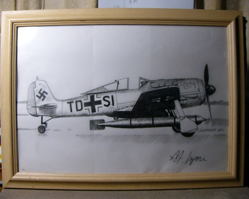 MI工房、完成品、フォッケウルフ、イラストレーション。 MI工房 オリジナル 額縁 イラストレーション フォッケウルフ アート