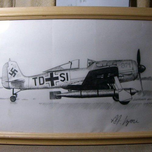 MI工房、完成品、フォッケウルフ、イラストレーション。 MI工房 オリジナル 額縁 イラストレーション フォッケウルフ アート