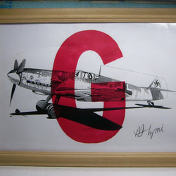 ＭI工房完成品、メッサーシュミット、イラストレーション MI工房 オリジナル 額縁 イラストレーション メッサー