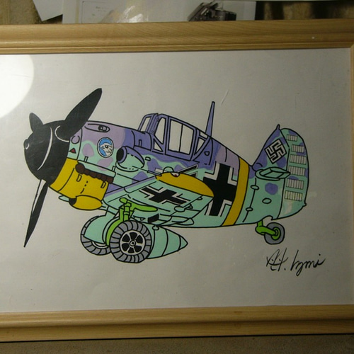 【楽天カード分割】 MI工房 オリジナル 額縁 イラストレーション メッサー 航空機・ヘリコプター