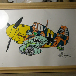 ＭI工房完成品、メッサーシュミット、イラストレーション MI工房 オリジナル 額縁 イラストレーション メッサー