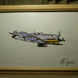 ＭI工房完成品、メッサーシュミット、イラストレーション MI工房 オリジナル 額縁 イラストレーション メッサー