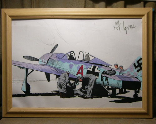 MI工房、完成品、フォッケウルフ、イラストレーション。 MI工房 オリジナル 額縁 イラストレーション フォッケウルフ アート