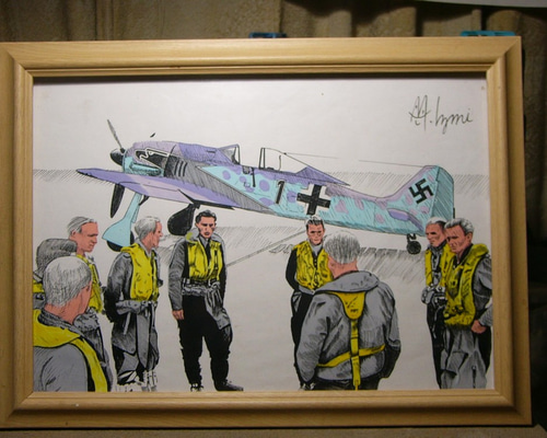 MI工房、完成品、フォッケウルフ、イラストレーション。 MI工房 オリジナル 額縁 イラストレーション フォッケウルフ アート