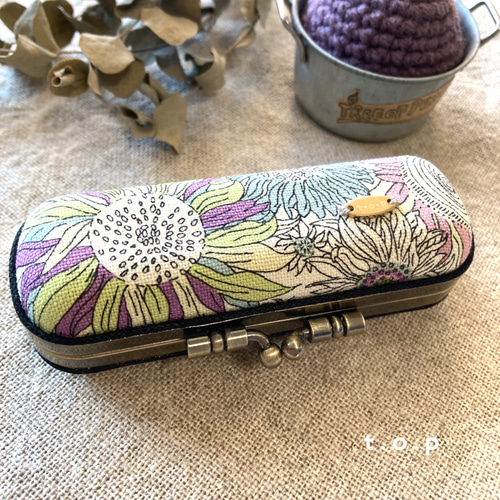 016✩がま口印鑑ケース 大きめ リップ USB ねこカメリア柄 細かく  