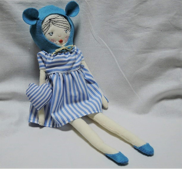 ブルー帽doll・ストライプドレス 2枚目の画像