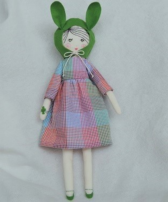グリーン帽doll・チェックOP・クローバーブレス 4枚目の画像
