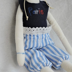 ブルー帽doll・トリコロール刺繍カットソー＆ブルマハーフパンツ 4枚目の画像