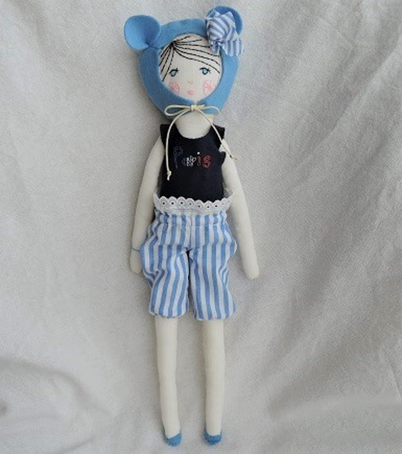 ブルー帽doll・トリコロール刺繍カットソー＆ブルマハーフパンツ 6枚目の画像