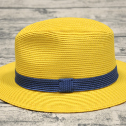 ハンサムな紙編みの紳士帽子＃MH5802鮮やかな黄色の紙編みの紙行環境保護材料[紙はあなたのNatural Clubを気にしてい 2枚目の画像