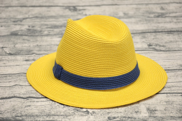 ハンサムな紙編みの紳士帽子＃MH5802鮮やかな黄色の紙編みの紙行環境保護材料[紙はあなたのNatural Clubを気にしてい 3枚目の画像