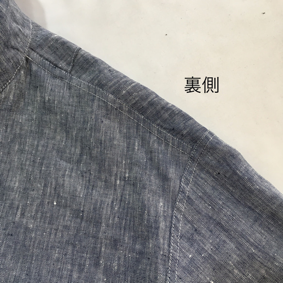 麻シャンブレーのかぶり型シャツ メンズ レディース 兼用 7枚目の画像
