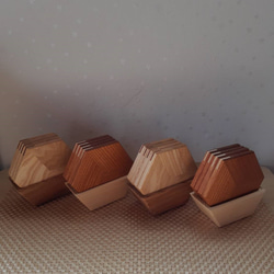 【creema限定】六角形木製コースター専用収納ケース付き４枚セット ケヤキ 6枚目の画像