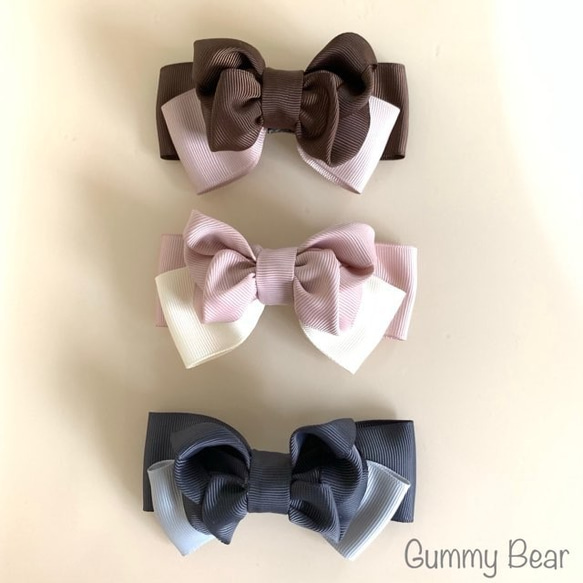 左右対称デザイン グログランリボンのヘアリボンⅡ (ヘアゴム