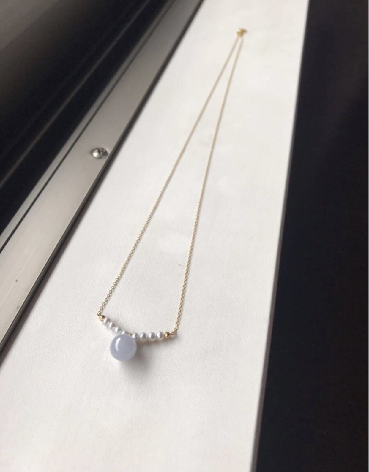 【高級】天然 氷種 ラベンダー ヒスイ k18 ダイヤ ネックレス $