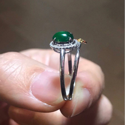 レア品】天然 氷種 グリーン 帝王緑 翡翠 ヒスイ リング No.18 レア品】天然 氷種 グリーン 帝王緑 翡翠 ヒスイ リング No.18