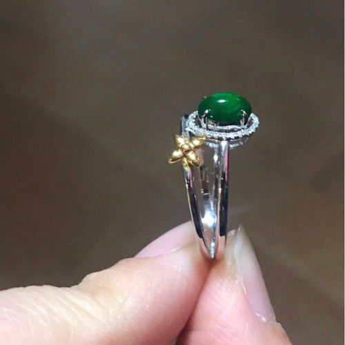 レア品】天然 氷種 グリーン 帝王緑 翡翠 ヒスイ リング No.18 レア品】天然 氷種 グリーン 帝王緑 翡翠 ヒスイ リング No.18