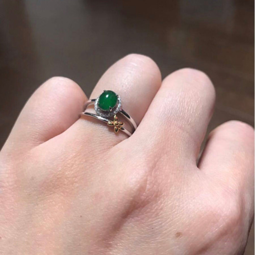 レア品】天然 氷種 グリーン 帝王緑 翡翠 ヒスイ リング No.18 レア品】天然 氷種 グリーン 帝王緑 翡翠 ヒスイ リング No.18