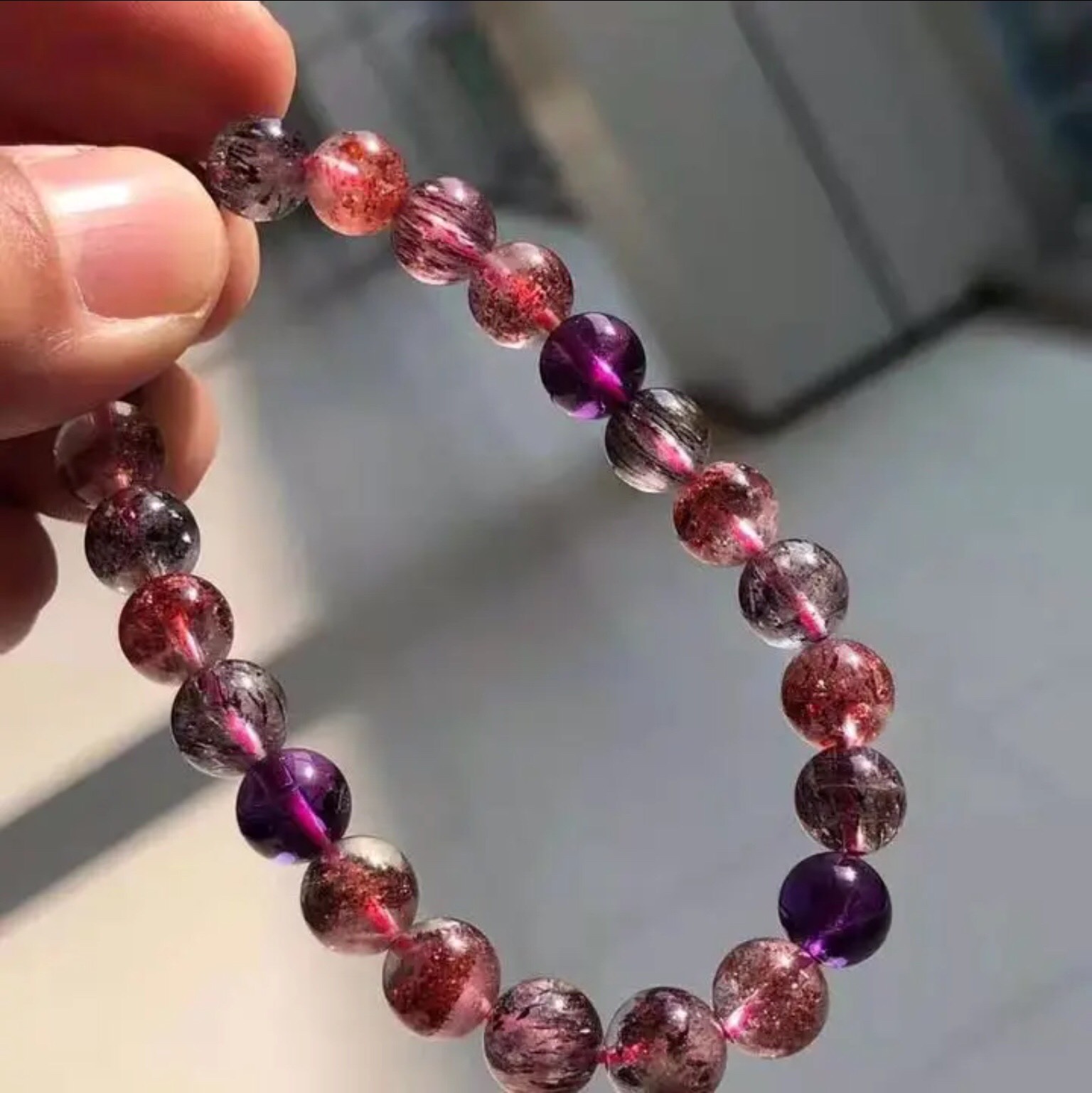 高級】フラワー パープルルチル スーパーセブン ブレスレット 14.6mmの 
