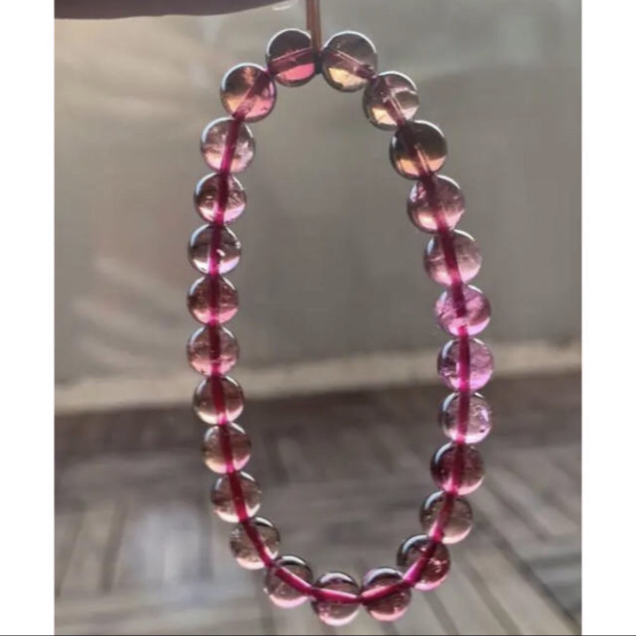 高級 ピンク レッド トルマリン ブレスレット 7.5mm