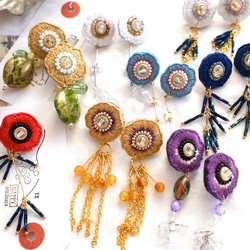 刺繍　歪なフラワー　パイプビーズ 6枚目の画像