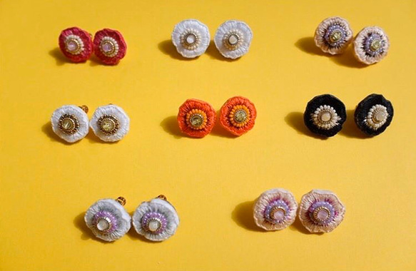 手　刺繍　歪なヒトハナフラワー　アシンメトリーを楽しむ 8枚目の画像