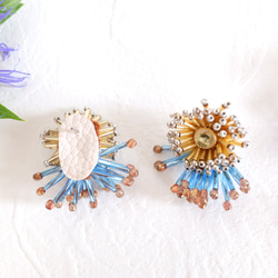 【おしべとめしべ】　マスクに負けない存在感　ビーズ刺繍　ピアスイヤリング 6枚目の画像