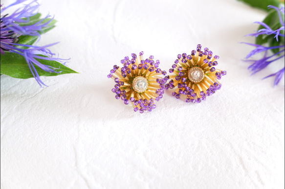 【おしべとめしべ】マスクに負けない存在感　キラキラビービーズ刺繍　２７㎜大サイズ 1枚目の画像