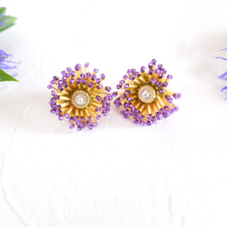 【おしべとめしべ】マスクに負けない存在感　キラキラビービーズ刺繍　２７㎜大サイズ 4枚目の画像