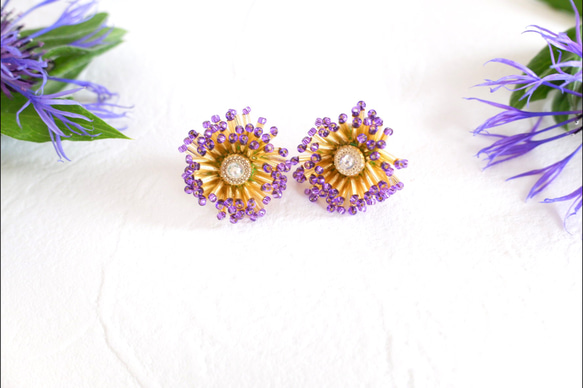 【おしべとめしべ】マスクに負けない存在感　キラキラビービーズ刺繍　２７㎜大サイズ 4枚目の画像