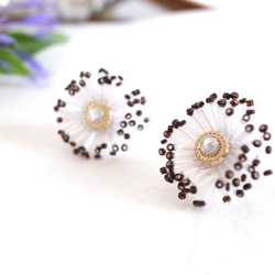 【おしべとめしべ】マスクに負けない存在感　ビーズキラキラビーズ刺繍　２５㎜中サイズ 2枚目の画像