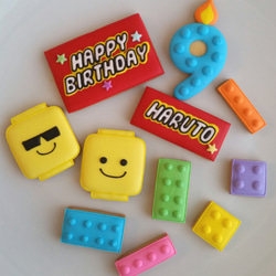 レゴ風アイシングクッキー　HAPPYBIRTHDAYセット 1枚目の画像