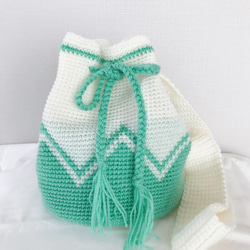 手編みミニ巾着バッグ(受注製作) 3枚目の画像