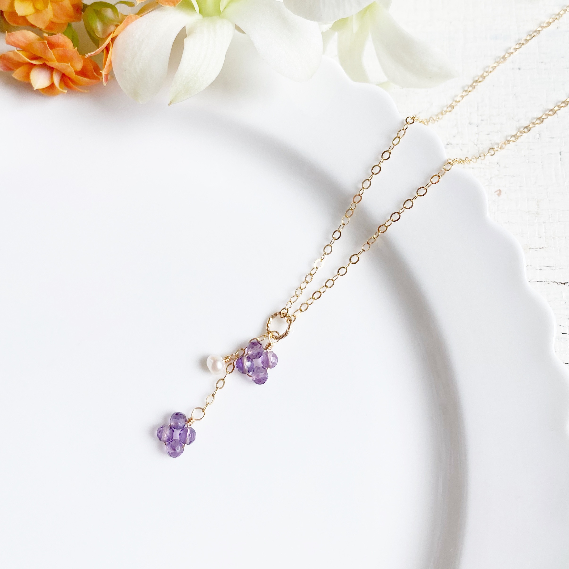カランコエ 14KGF アメジスト ネックレス