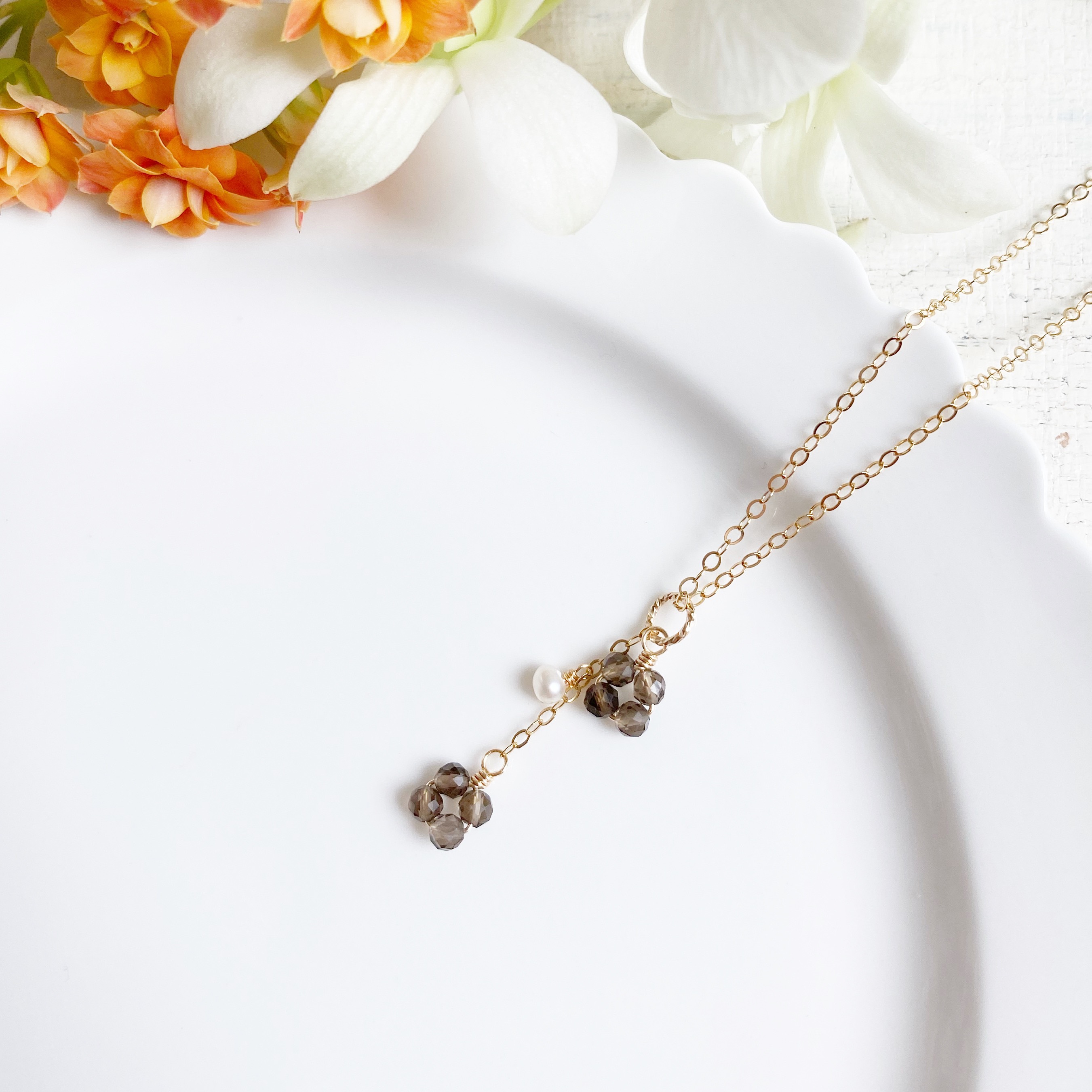 カランコエ 14KGF スモーキークォーツ ネックレス