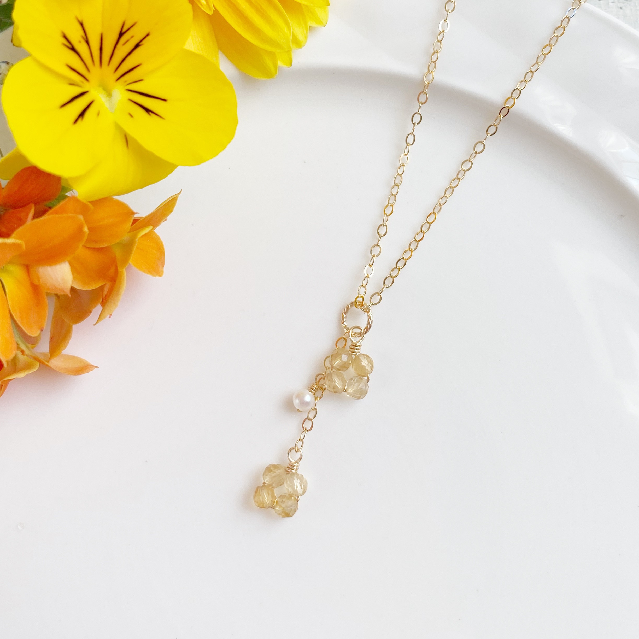 カランコエ 14KGF シトリン ネックレス